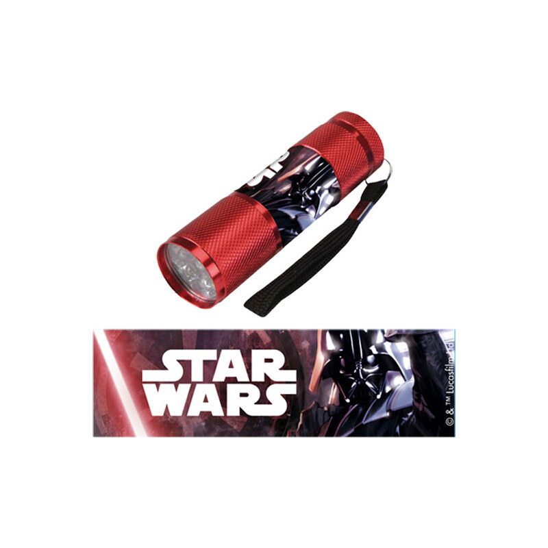 Dětská hliníková LED baterka Staw Wars červená