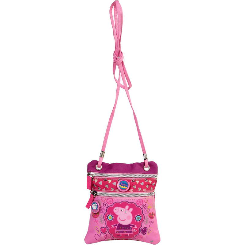 Azzar dětská kabelka Peppa Pig květiny polyester růžovo fialová 17x15x1 cm