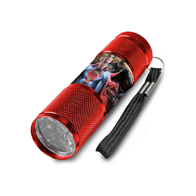 Dětská hliníková LED baterka Batman vs. Superman červená