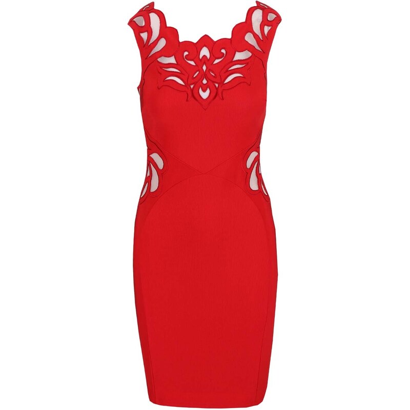 Červené krátké šaty s ornamenty Lipsy