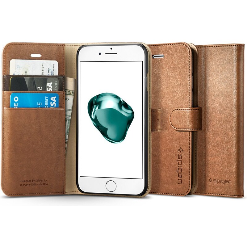 Pouzdro / kryt pro iPhone 7 Plus - Spigen, Wallet S Brown