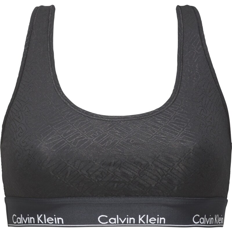 Calvin Klein černá vzorovaná podprsenka Logo Bralette