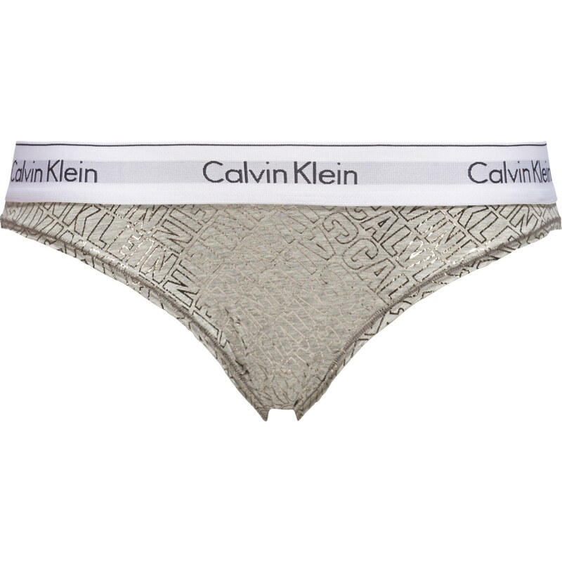 Calvin Klein šedé lesklé kalhotky Logo Metalic