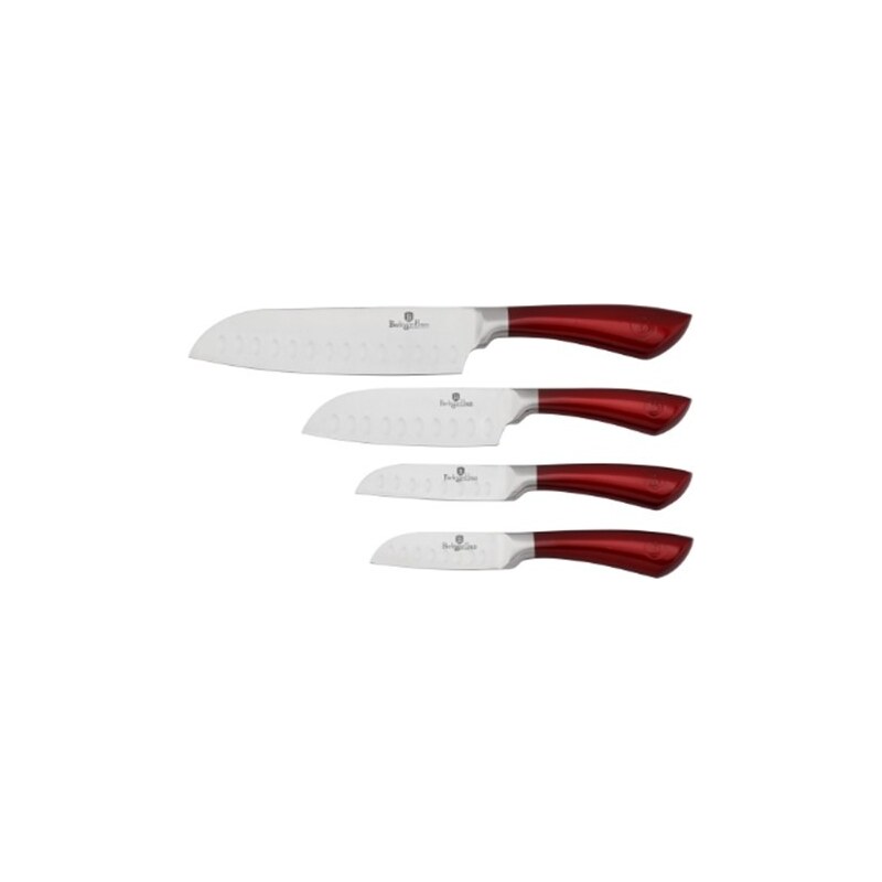 Sada nožů santoku 4 ks Velvet Chef nerez / červená BERLINGERHAUS BH-2023