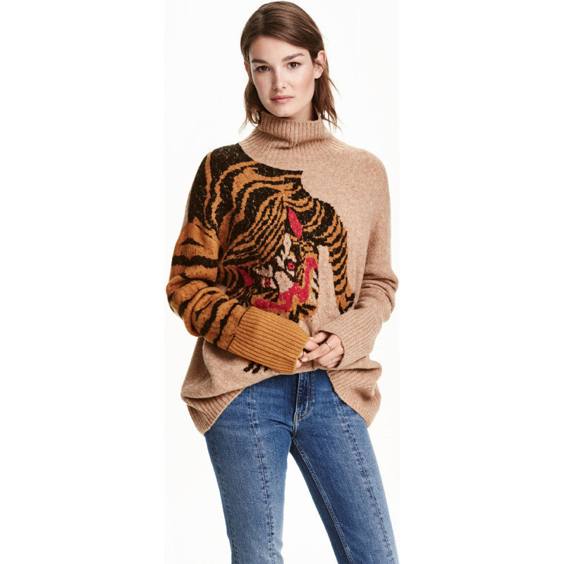 H&M Pletený svetr se stojáčkem