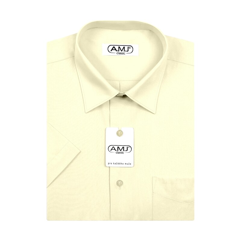 Pánská košile AMJ jednobarevná JK016, smetanová, krátký rukáv