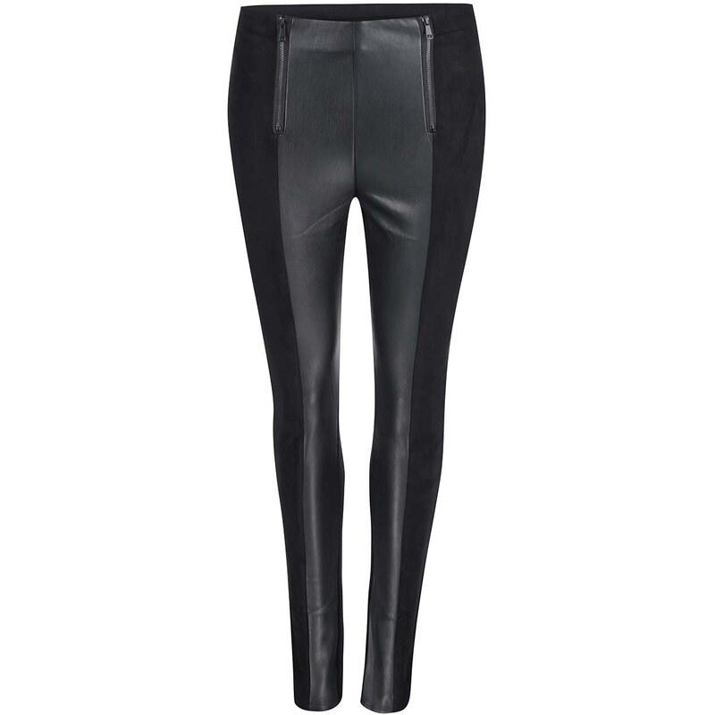 Černé kalhoty s koženkovými detaily Haily´s Tasha