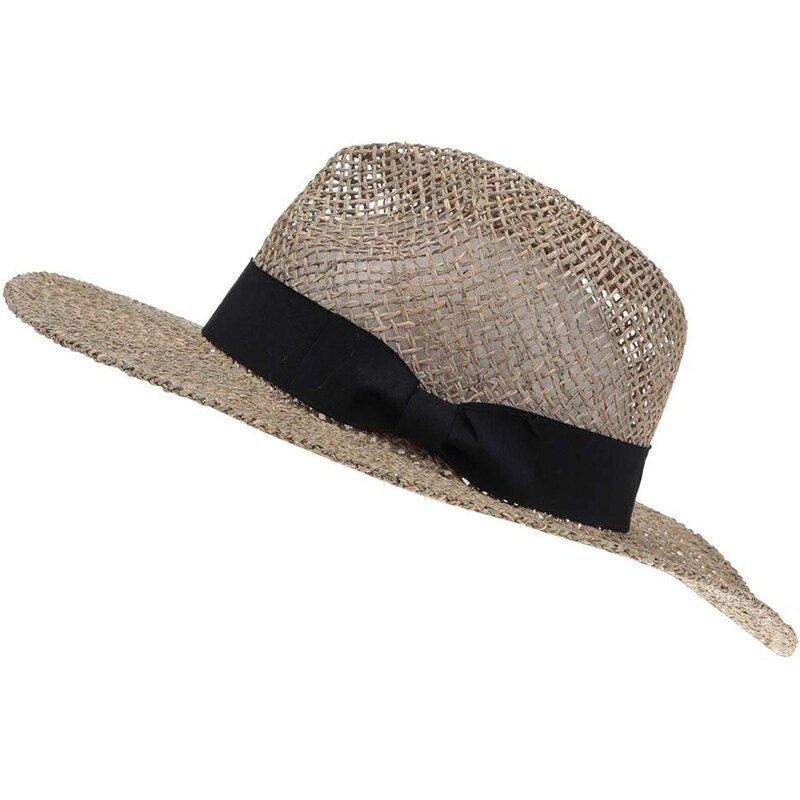 Slaměný klobouk s černou mašlí Vero Moda Ellen