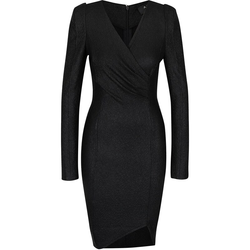 Černé šaty s překládaným výstřihem AX Paris