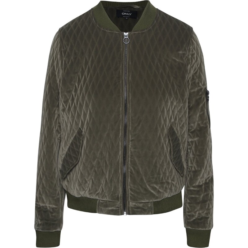 Khaki sametový prošívaný bomber ONLY Darion