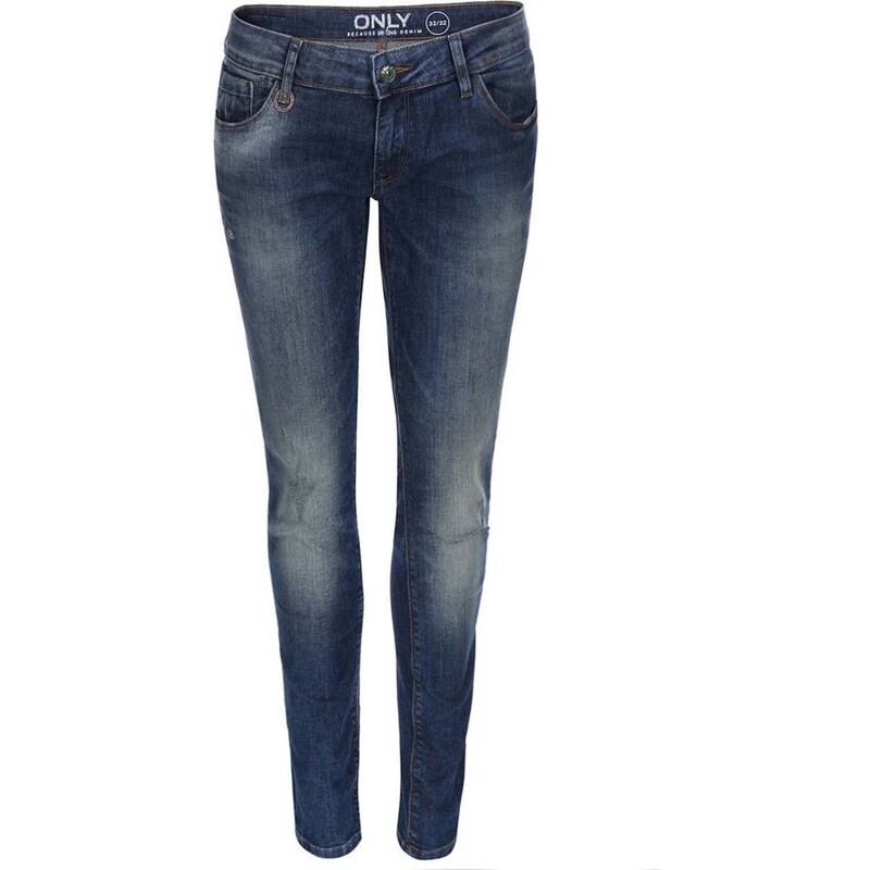 Modré skinny džíny s ošoupaným efektem ONLY Coral