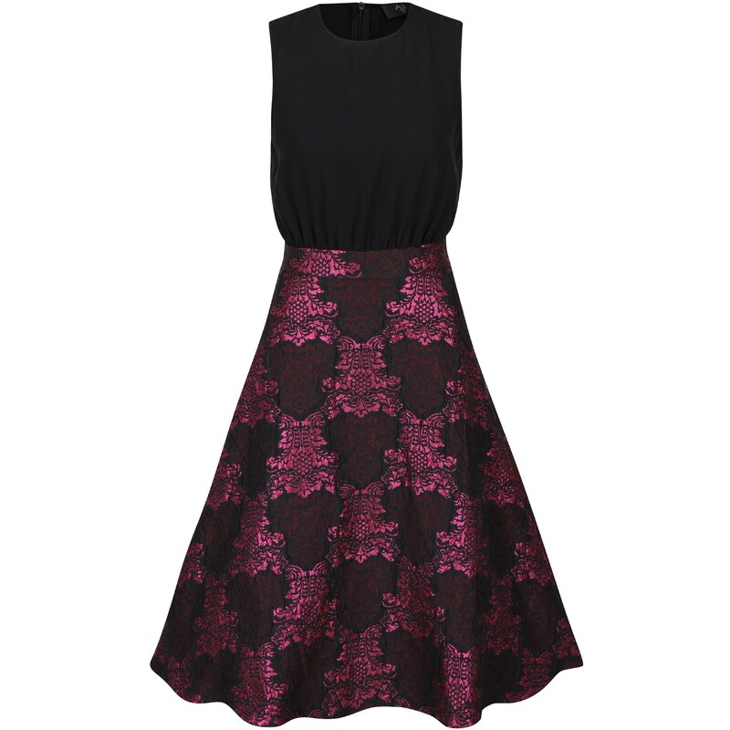 Černo-růžové šaty se vzorovanou sukní AX Paris