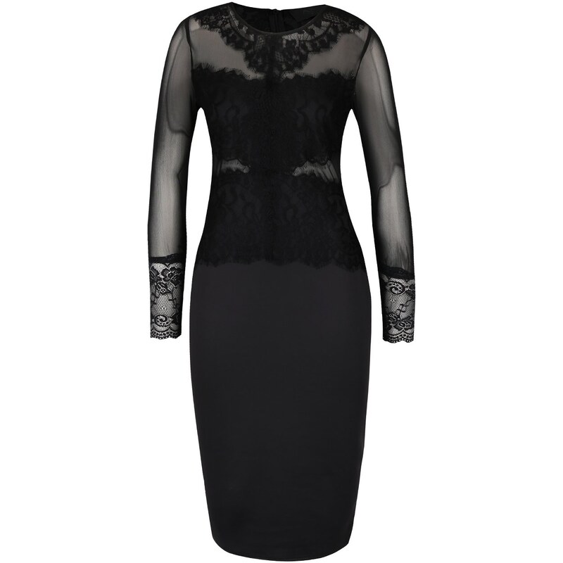 Černé přiléhavé šaty s dlouhými rukávy AX Paris