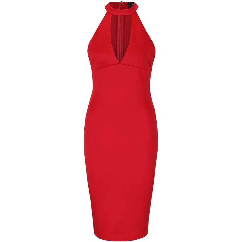 Červené šaty s hlubokým výstřihem AX Paris