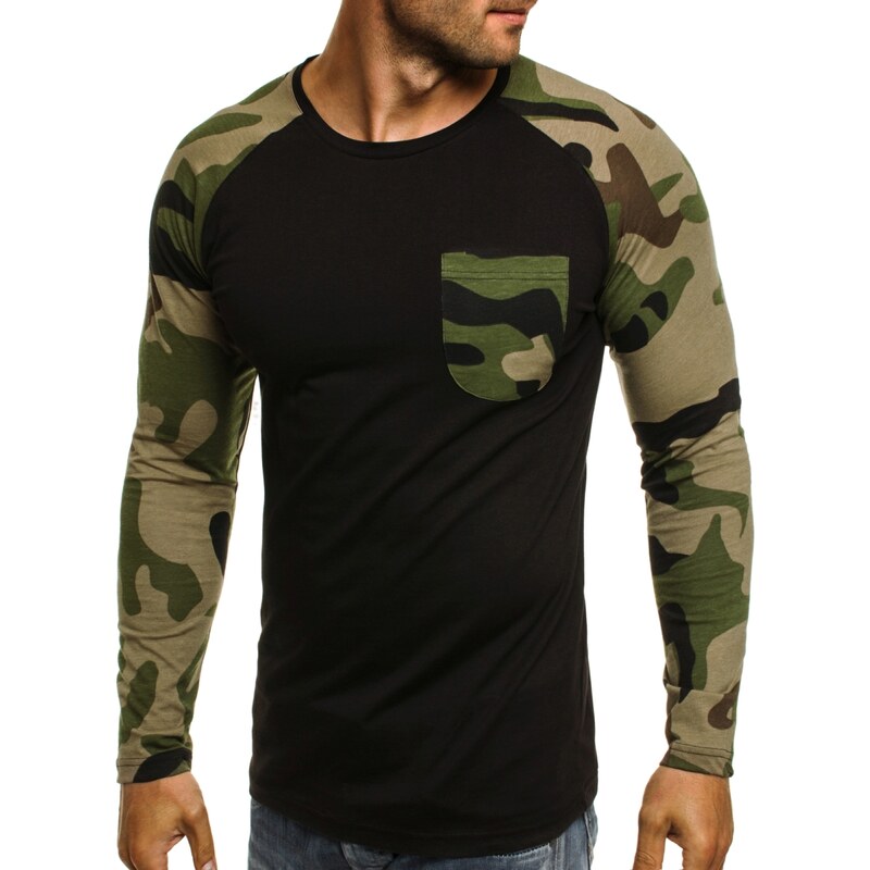Athletic Černé tričko s army rukávy