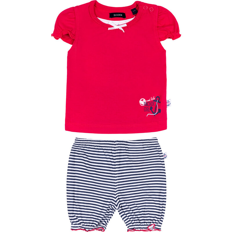 Blue Seven Dětská souprava tmavě růžové tričko a pruhované kalhotky