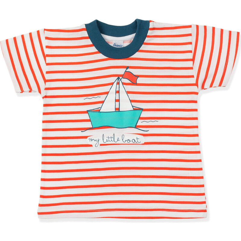 Pinokio Dětské pruhované tričko s potiskem lodičky
