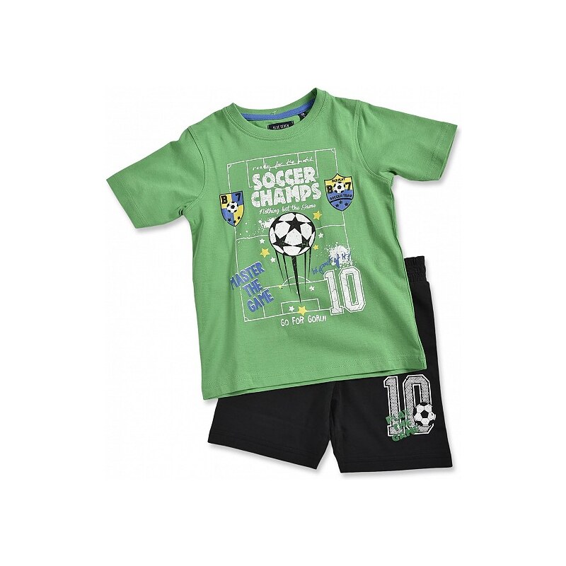 Blue Seven Dětská souprava zelené tričko a kraťasy Football