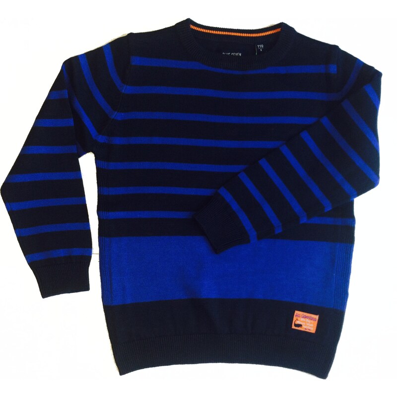 Blue Seven Dětský tmavěmodrý svetr s proužky Vintage Sea