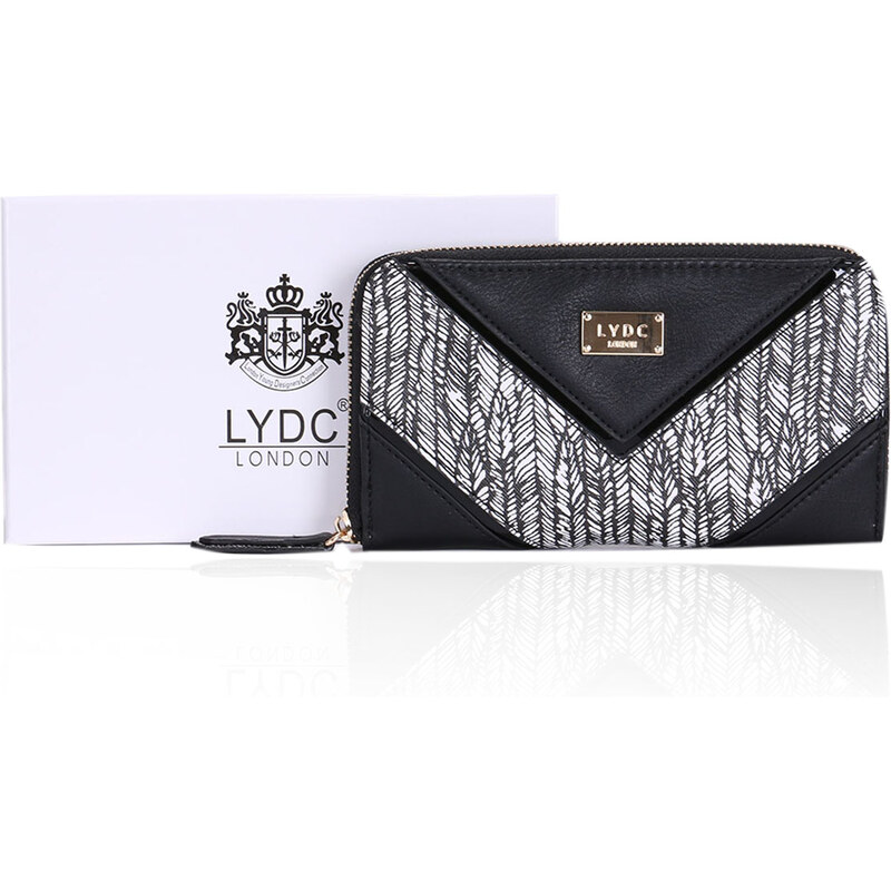 LYDC LONDON Černá peněženka se vzorem LYDC