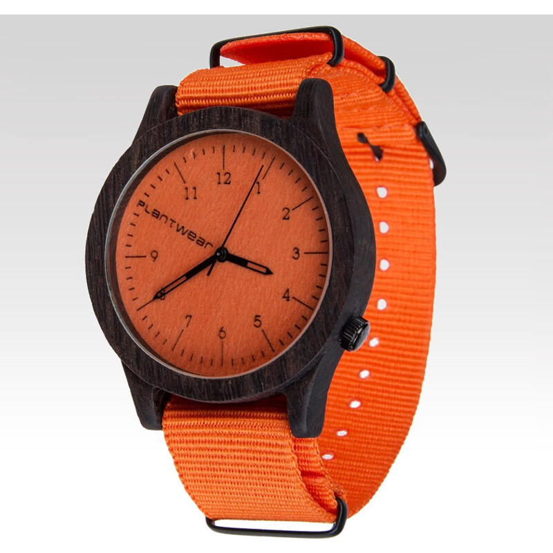 Plantwear Dřevěné hodinky Ebony oranžové