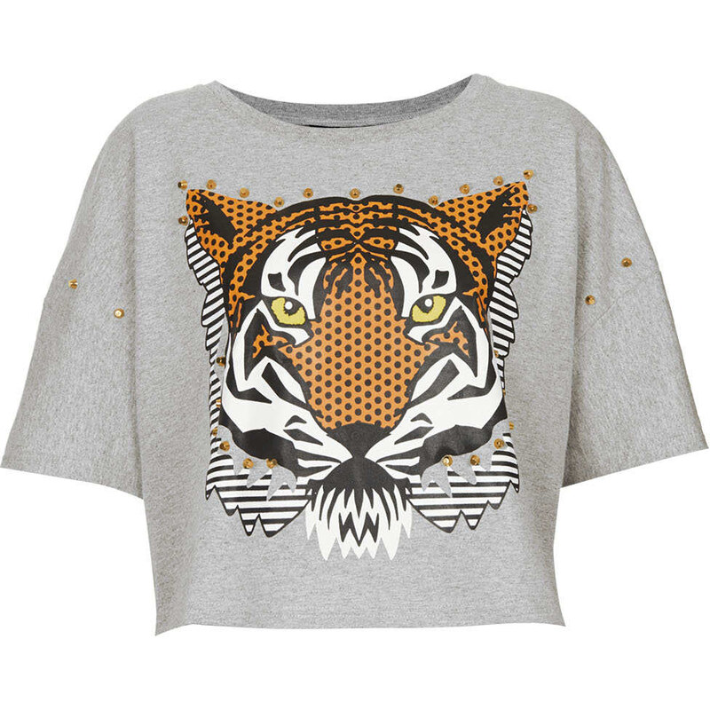 Topshop Embellished Tiger Crop