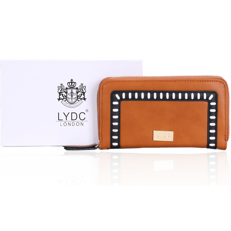 LYDC LONDON Hnědá peněženka LYDC s černým lemováním