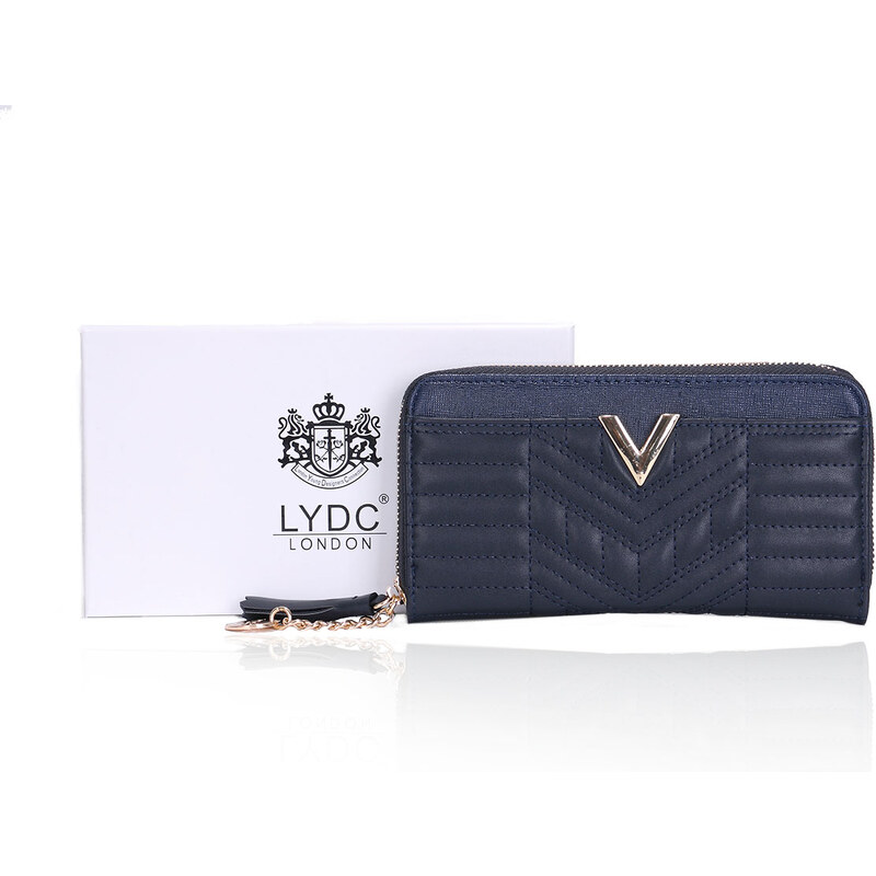 LYDC LONDON Modrá peněženka LYDC s prošíváním