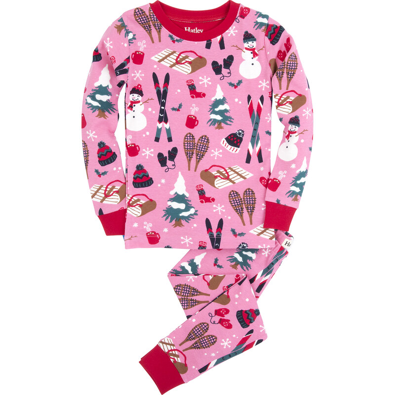 Hatley Dívčí pyžamo se zimními motivy - růžové