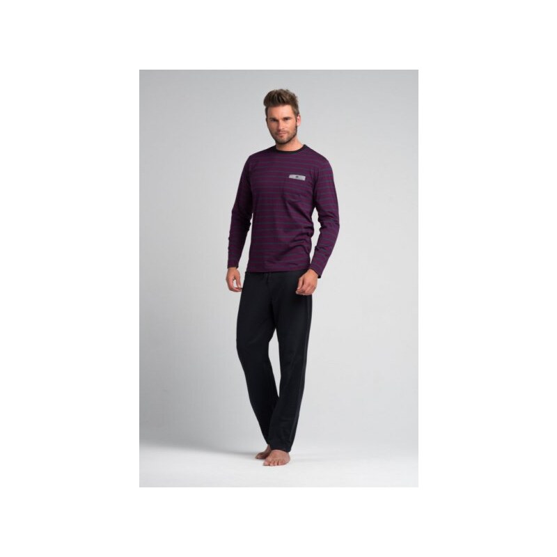 Rossli pánské pyžamo dlouhé fialovošedé