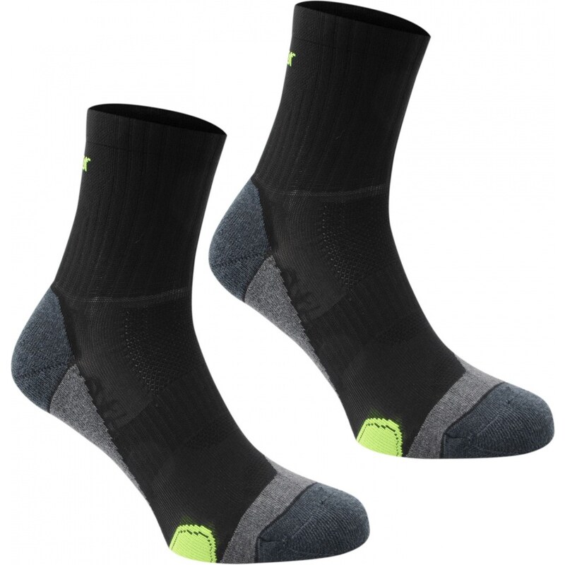 Karrimor Dri Skin 2 pack Running Socks Mens, black/fluo