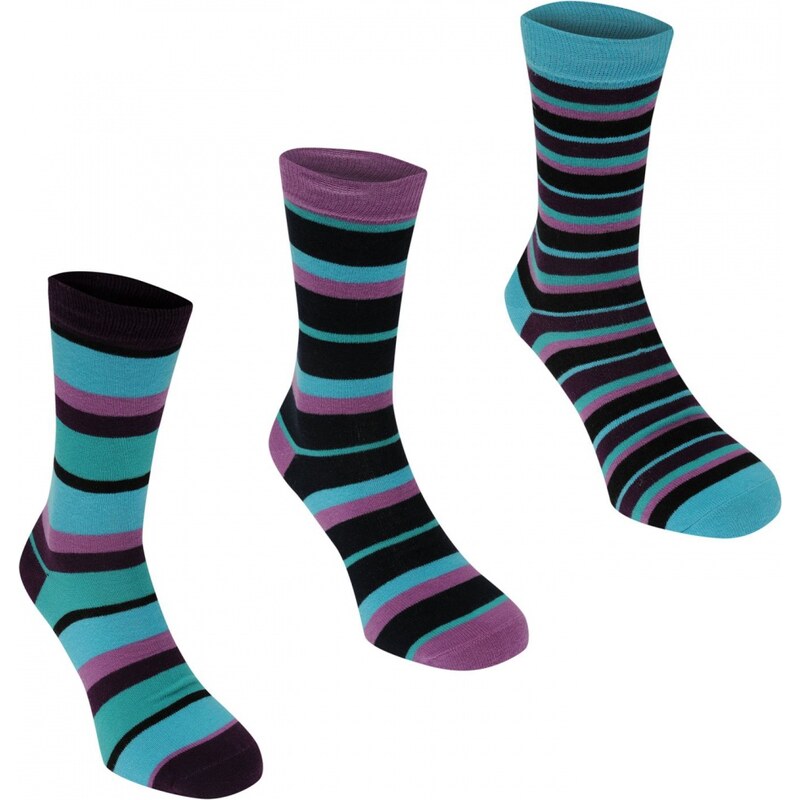 Kangol Formal Socks 3 Pack Ladies, purple stripe