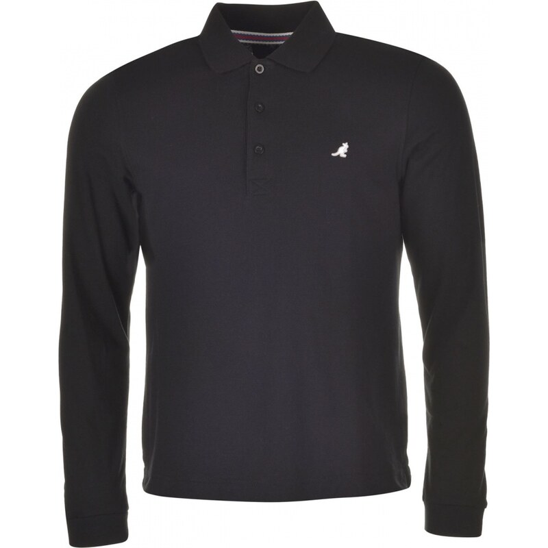 Kangol Brit Long Sleeve Polo Shirt Mens, black