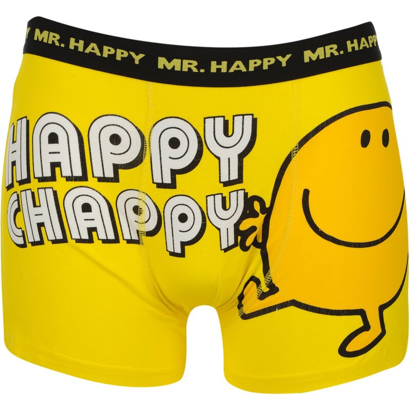 Character Mr Men Single Boxer Shorts Mens, mr happy