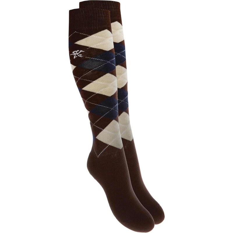 Galoppo Kniestrumpf Socks, brown/blue