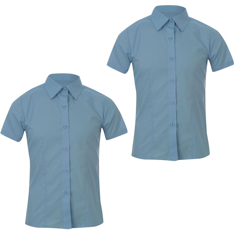 Giorgio Girls 2 Pack Short Sleeve School Shirts, blue