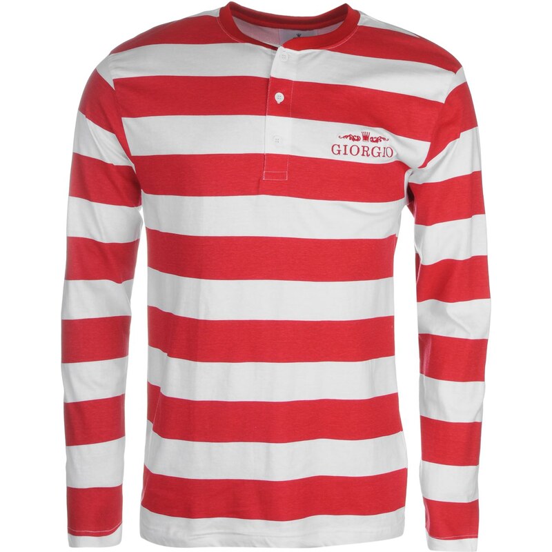 Giorgio Retro Long Sleeve TShirt Mens, white/red