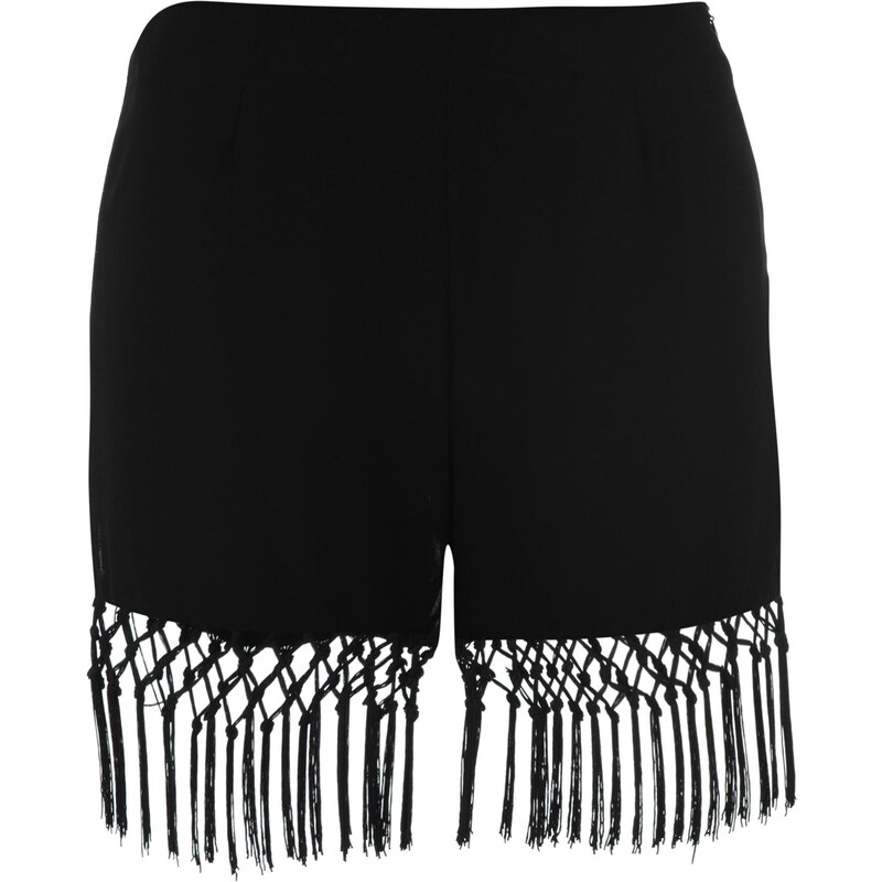 Glamorous Fringe Hem Shorts, black