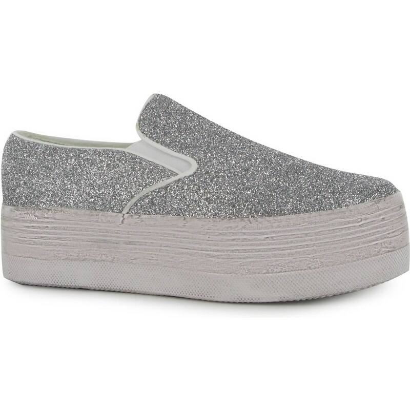 Jeffrey Campbell Play Glitter Slip On Shoes, silver