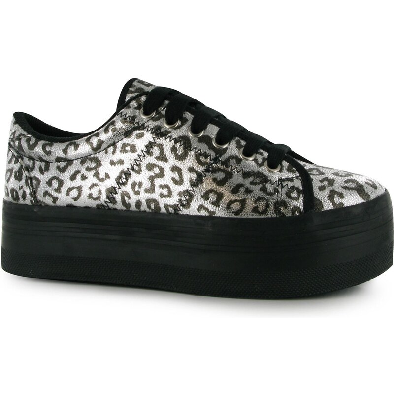 Jeffrey Campbell Play Zomg Leopard Print Trainers, silver/black