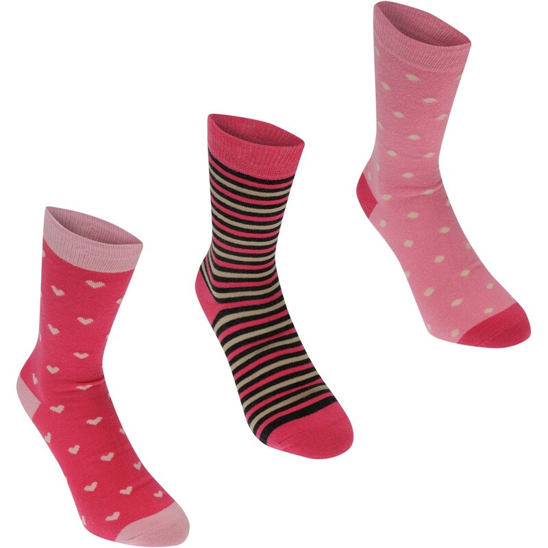 Kangol Formal Socks 3 Pack Ladies, pink hearts