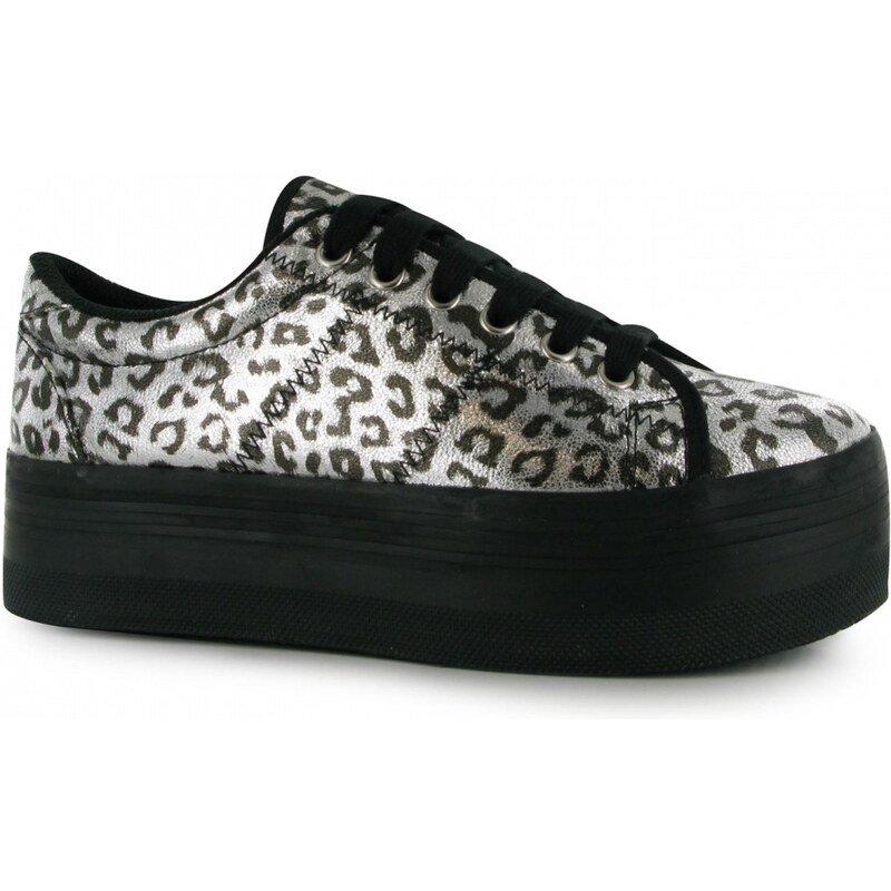 Jeffrey Campbell Play Zomg Leopard Print Trainers, silver/black