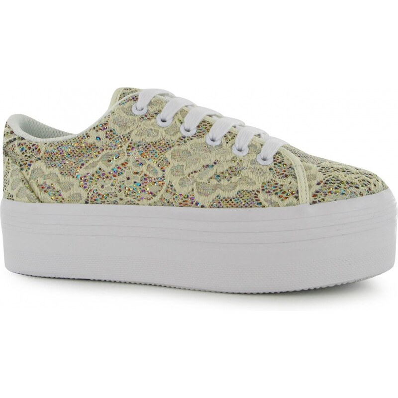 Jeffrey Campbell Play Zomg Lace Trainers, cream glitter