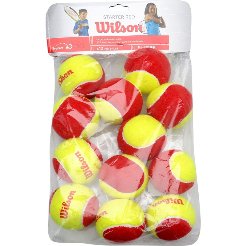 Wilson Mini Red 12 Pack Tennis Balls, red/yellow