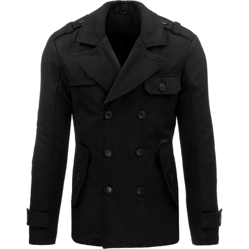 Coolbuddy Pánský černý dvouřadý kabát 9191