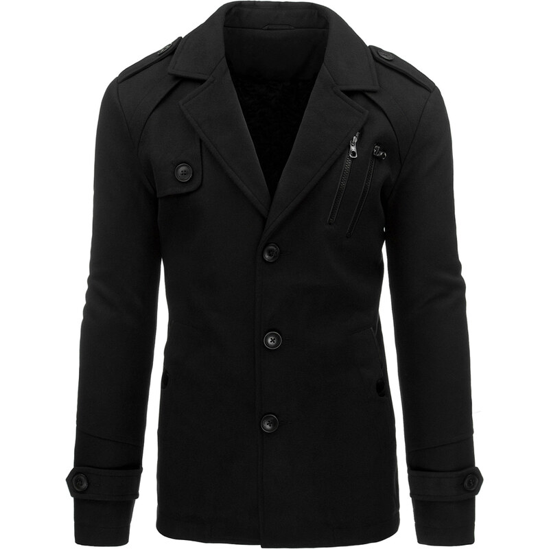 Coolbuddy Pánský jednořadý kabát černé barvy 9207