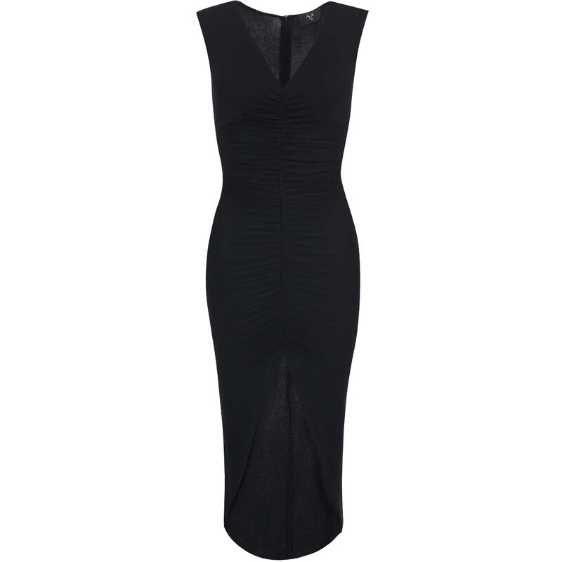 Černé dlouhé šaty s vykrojenou sukní AX Paris