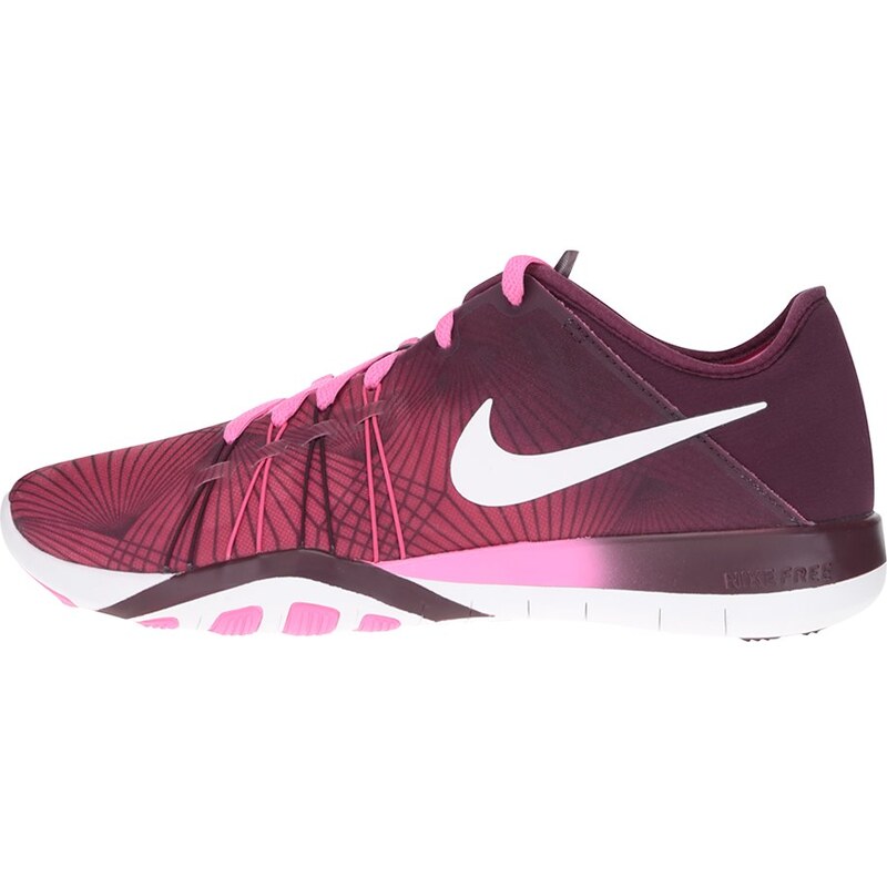 Růžovo-vínové dámské tenisky Nike Free 6 Print