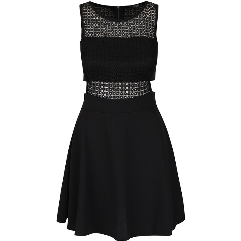 Černé krátké šaty s průstřihy a krajkovými detaily Haily´s Juliana