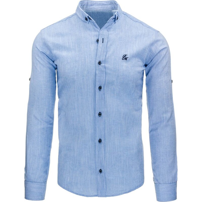 Blankytně modrá pánská košile s logem na hrudi